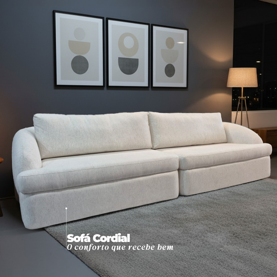 Sofá Cordial
Sistema Duplo de Molas, Espuma HR.
Medias 2.00 m até 2,80 m.